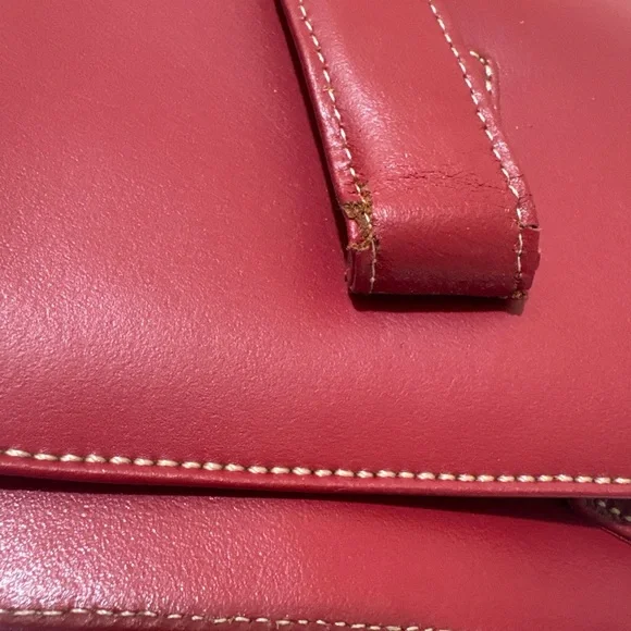 Vintage Wilson’s Leather Red Shoulder Tote Bag Women’s Laptop Bag Multi-Pockets - Picture 9 of 11